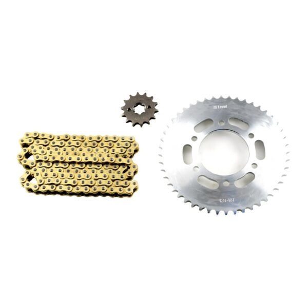 Ys Chain YAMAHA YS 125 CHAIN SPROCKET KIT 43 REAR 14 FRONT 126 LINKS 428H GOLD ...