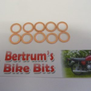 MOTORCYCLE COPPER WASHER X 10 TO FIT 10MM OR 3/8" BANJO BOLTS 10.3 X 14 X 1.4