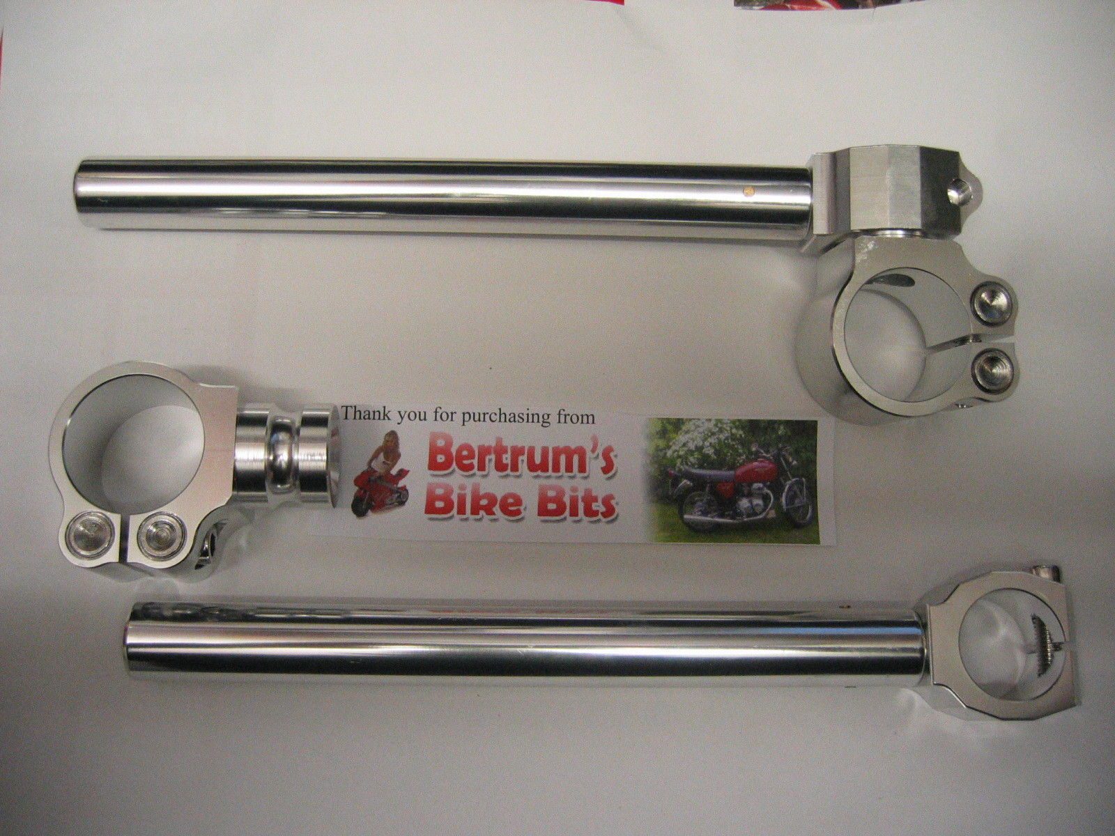 NEW CHROME + ALUMINIUM CLIP ON MOTORCYCLE HANDLEBARS FOR A 38MM 38 MM