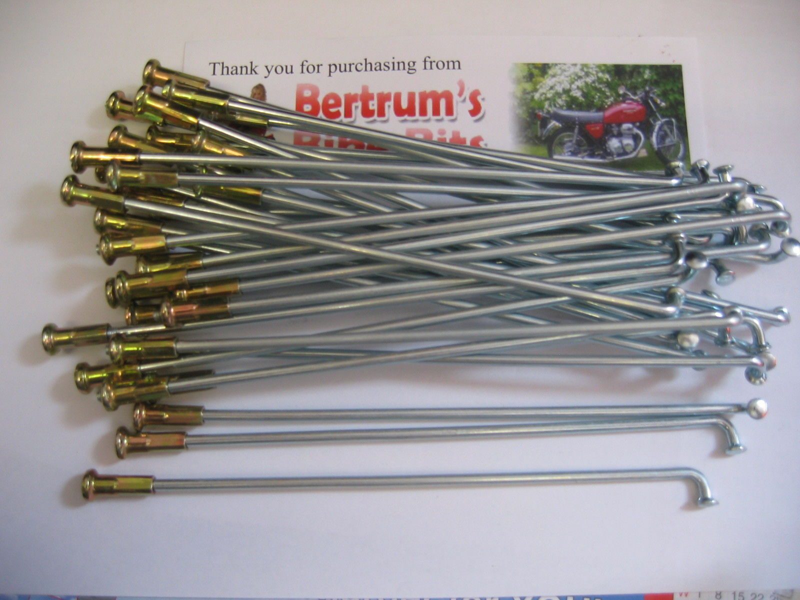 NEW SPOKE AND NIPPLE SET 10 GAUGE LENGTH 158MM 3.2mm thick Bertrum's